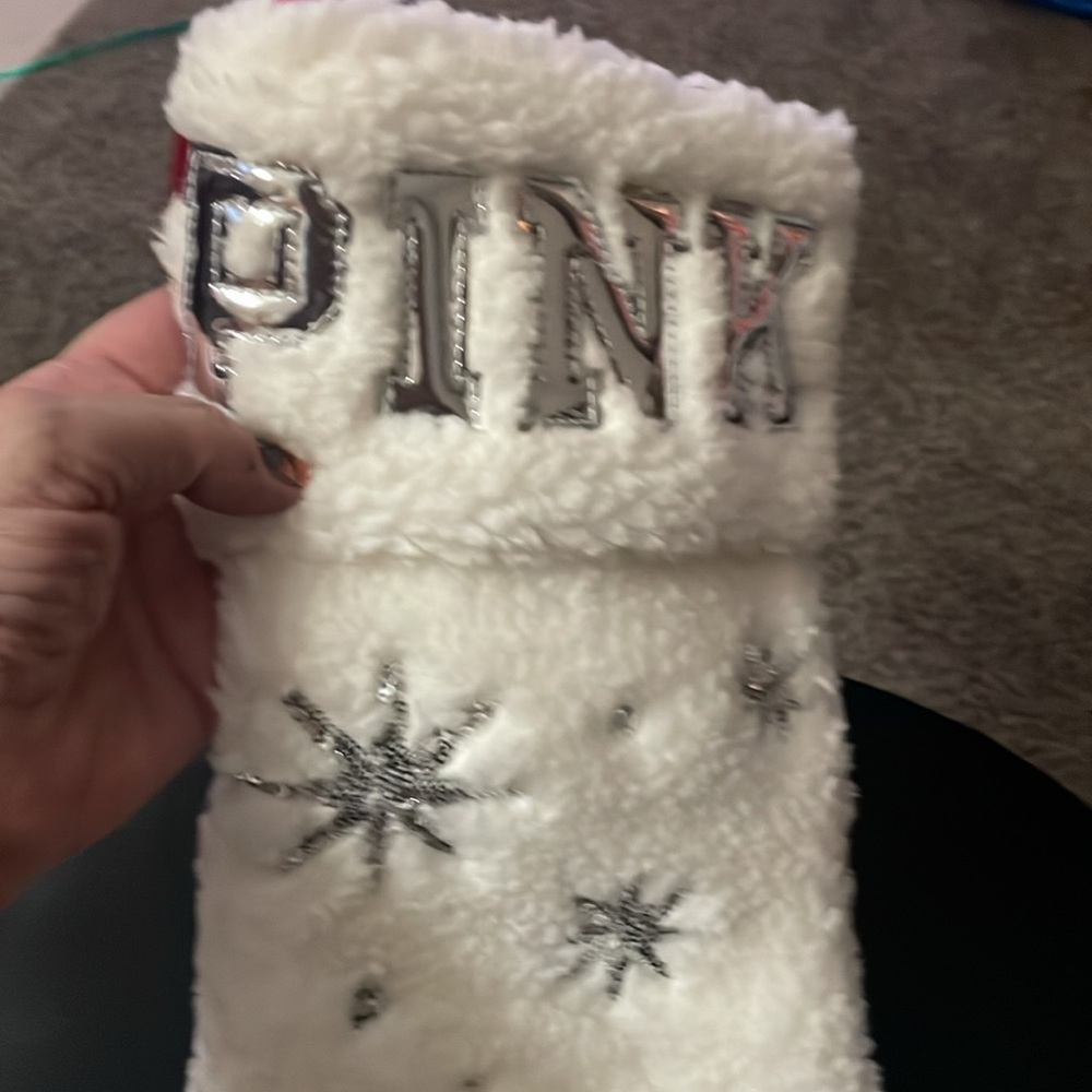 Victoria's Secret PINK NWT 2 Sherpa Christmas Stockings - Picture 6 of 12